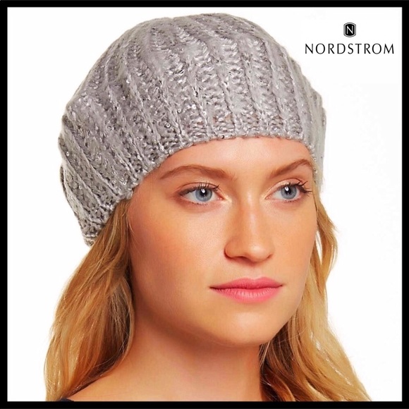 METALLIC SPARKLE SILVER GREY BERET BEANIE HAT A2C - Picture 6 of 8